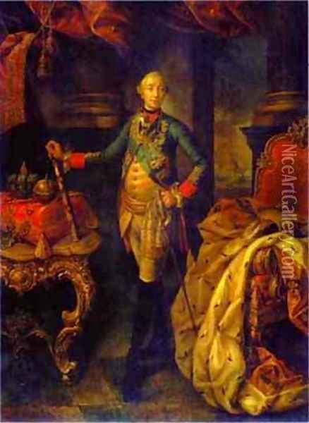 Portrait Of Emperor Peter III 1762 Oil Painting - Aleksei Antropov