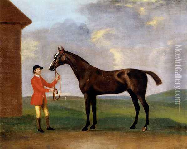 Captain Dennis O'Kelly's Basilimo Held By A Groom Oil Painting - Francis Sartorius