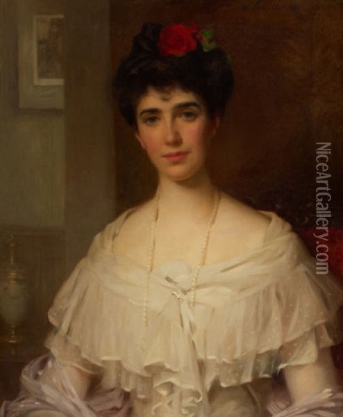 Portrait Of Mrs. Kirk Of Carrickfergus Oil Painting - William Samuel Henry (Sir) Llewellyn