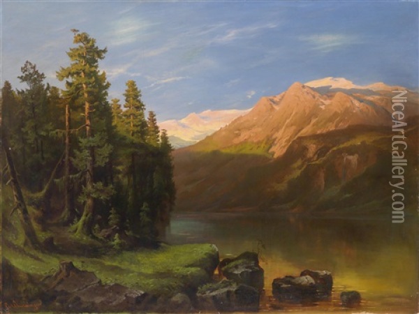 Grose Landschaft Im Abendrot Oil Painting - Karl Schweninger the Elder