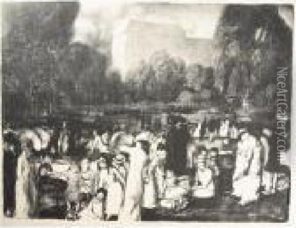 In The Park, Light (m. 30) Oil Painting - George Wesley Bellows