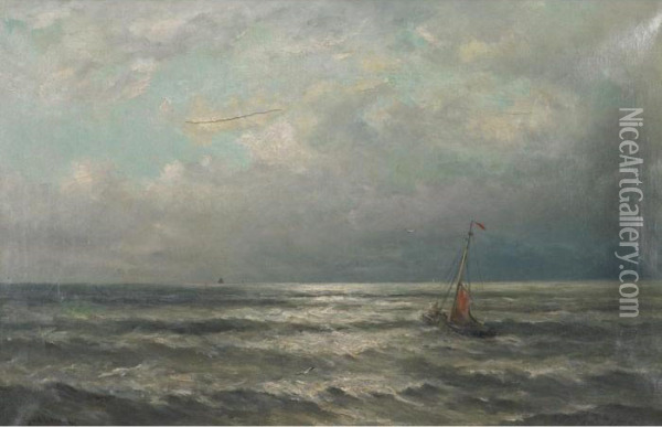 Fishing Boat At Scheveningen Oil Painting - Gerard Van Der Laan