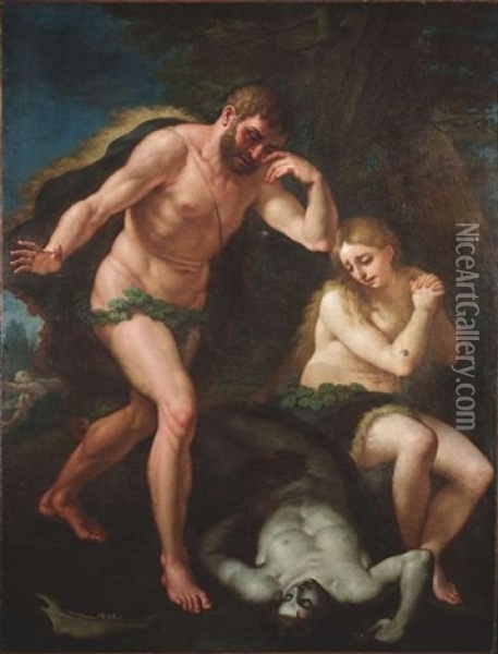 Adam Und Eva Beweinen Den Ermordeten Abel Oil Painting - Paolo de Matteis