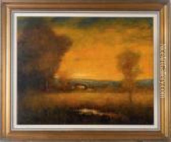 Western Sunset Oil Painting - William Keith