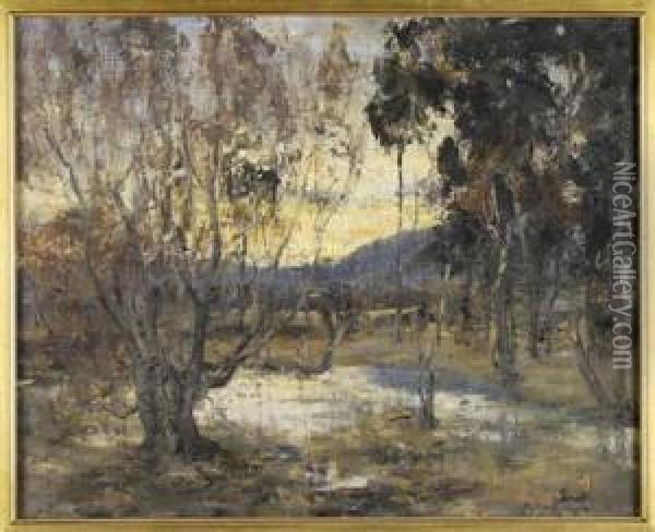 A Woodland Pool At Sunset Oil Painting - Harry Mcgregor
