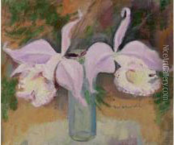 Bouquet D'orchidees Oil Painting - Jacqueline Marval