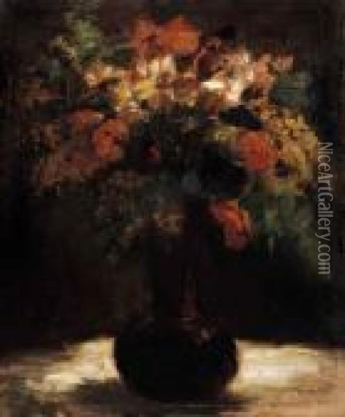 Still-life Of Flowers Oil Painting - Bela Ivanyi Grunwald