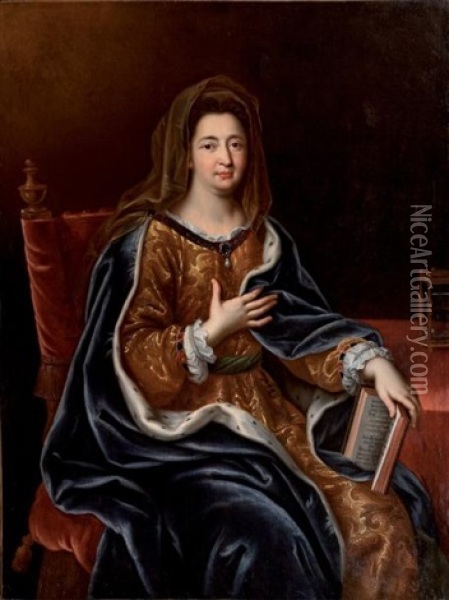 Portrait De Francoise D'aubigne, Marquise De Maintenon (1635-1719) En Sainte Francoise Romaine Oil Painting - Pierre Mignard the Younger