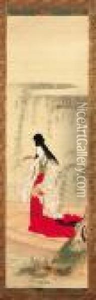 Azuma Dancer In A Boat (azumabune)
Hanging Scroll; Ink And Color On Silk Oil Painting - Katsukawa Shunsho