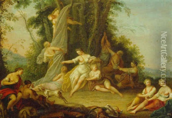 Diana And Her Nymphs Resting After The Chase Oil Painting - Balthasar Beschey