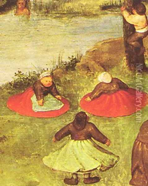 Children's Games (detail 2) 1559-60 Oil Painting - Pieter the Elder Bruegel