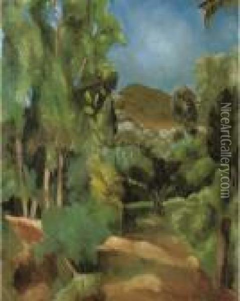 A Wooded Pathway Oil Painting - Vera Rockline