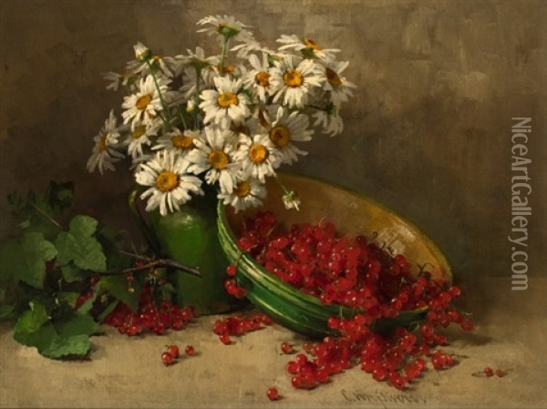 Still Life With Red Currants Oil Painting - Clara Von Sivers