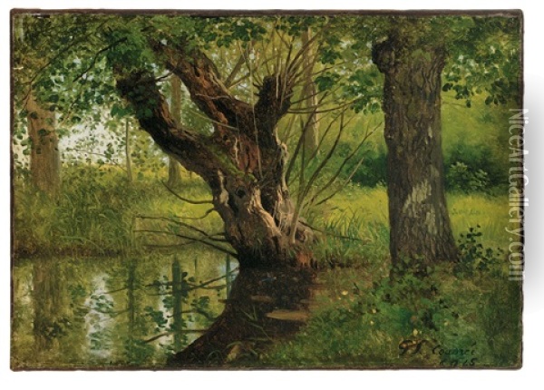 Altwasser Mit Knuppelweide Oil Painting - Georg Eduard Otto Saal