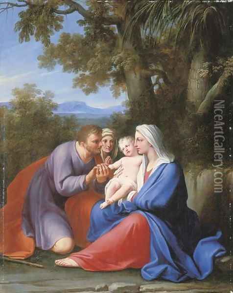 The Holy Family with Saint Anne Oil Painting - Marcantonio Franceschini