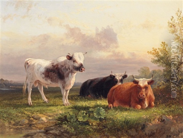 Vieh Auf Der Weide Oil Painting - George Cole