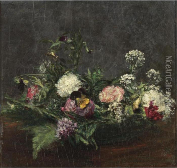 Fleurs Oil Painting - Ignace Henri Jean Fantin-Latour