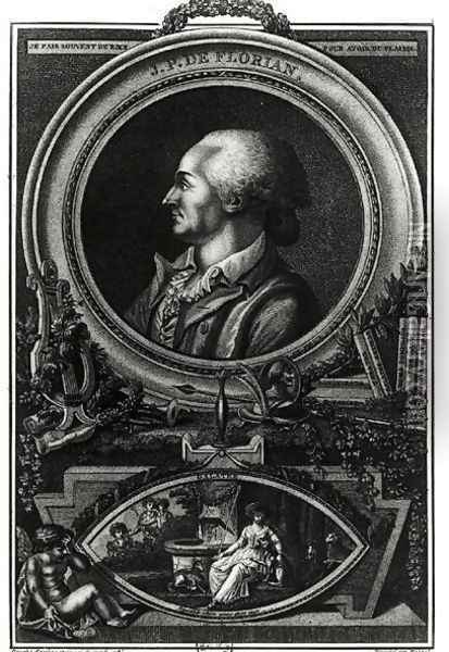 Jean-Pierre Claris de Florian 1755-94 engraved by Massol, 1785 Oil Painting - Queverdo, Francois Maria Isidore