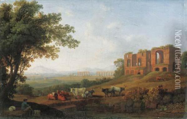 A View Of The Roman Campagna By The Appian Way Oil Painting - Jacob Philipp Hackert