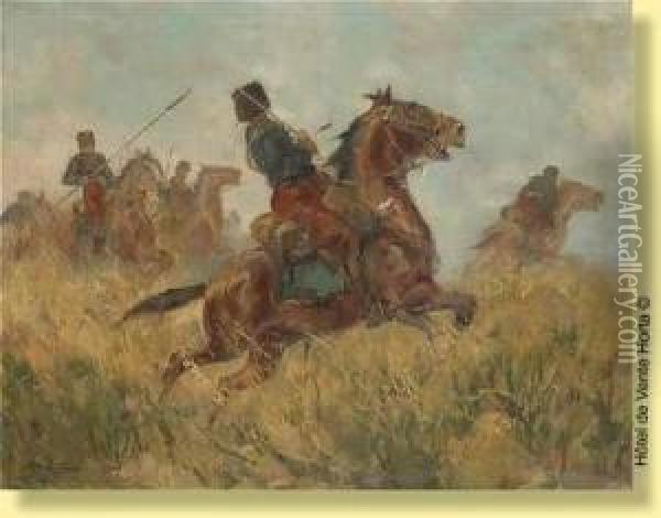 Charge De Cavalerie Oil Painting - Gustave Flasschoen