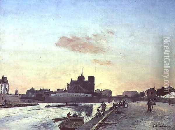 View of Notre Dame, Paris, 1864 Oil Painting - Johan Barthold Jongkind
