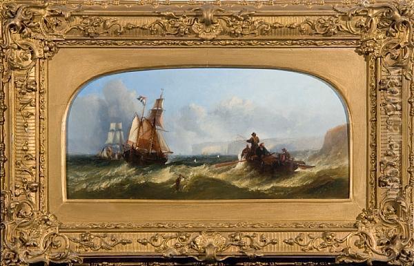 Shipping Off The Coast Oil Painting - William Garthwaite