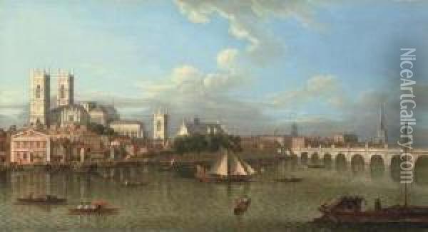 View Of Westminster From Lambeth, Across The River Thames Oil Painting - Samuel Scott