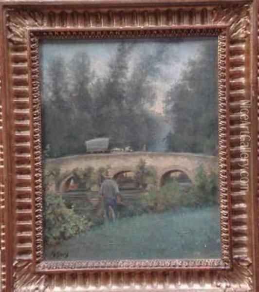 Le Passage Du Pont Oil Painting - Theodore Gerard