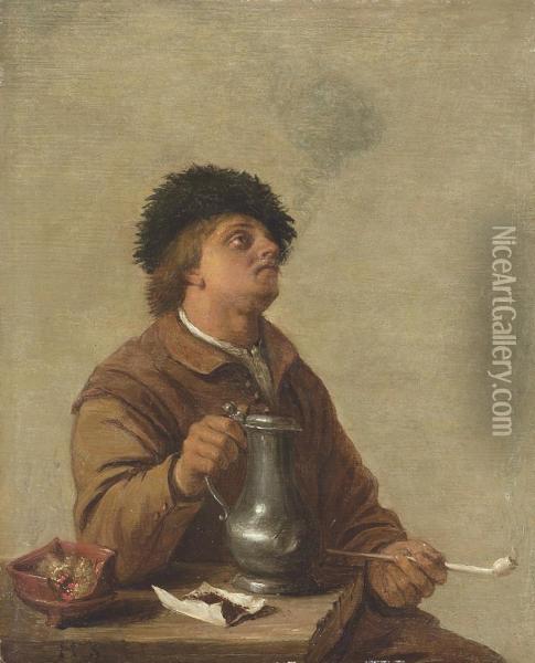 A Man Seated At A Table Oil Painting - Hendrick Maertensz. Sorch (see Sorgh)