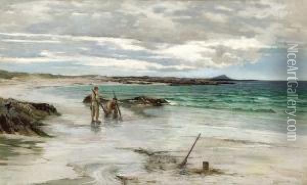 Digging For Clams Oil Painting - William Henry Bartlett