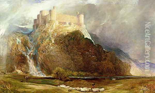 Harlech Castle: Four Square to all the winds that blow Oil Painting - Henry Clarence Whaite