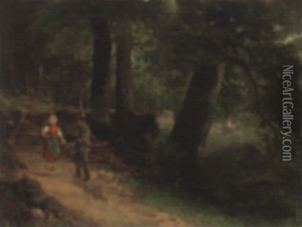 Im Wald Oil Painting - Ludwig Gebhardt