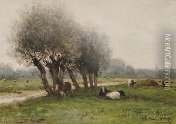 Dutch Landscape Oil Painting - Jan Martinus Vrolijk