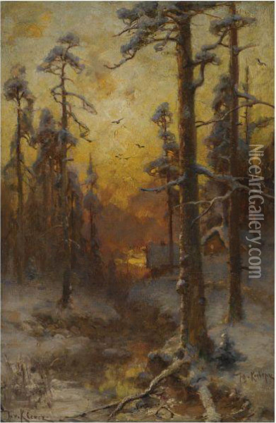 Winter Sun Oil Painting - Iulii Iul'evich (Julius) Klever