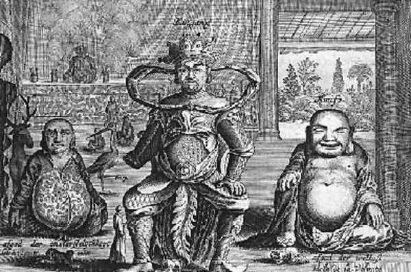 Chinese Gods including Shou-hsing the God of Longevity from an account of a Dutch Embassy to China Oil Painting - Jacob van Meurs