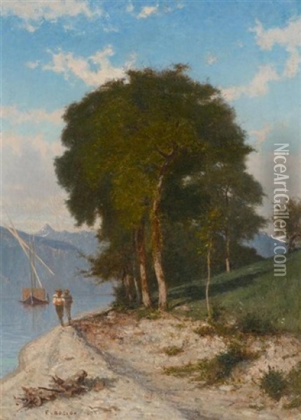Bord De Lac Oil Painting - Francois-Louis-David Bocion