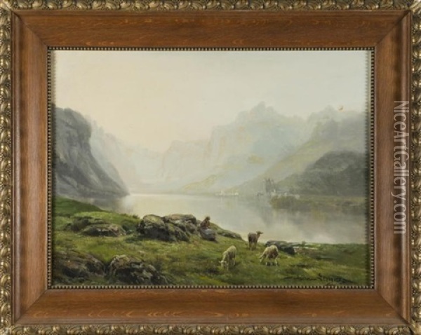 La Bergere Oil Painting - Theodore Levigne