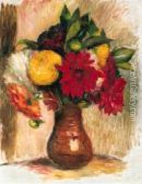 Bouquet De Fleurs Au Pichet De Terre Oil Painting - Pierre Auguste Renoir