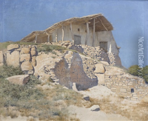 Maison De Guet En Kabylie Oil Painting - Louis Maurice Boutet de Monvel