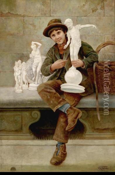 The Porcelain Figurine Seller Oil Painting - Vittorio Rignano