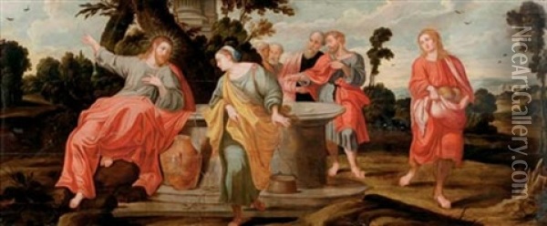 Christ And The Woman Of Samaria Oil Painting - Hans Jordaens III