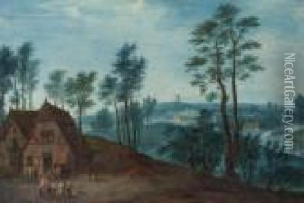 Le Depart Des Paysans De La Ferme Oil Painting - Balthasar Beschey