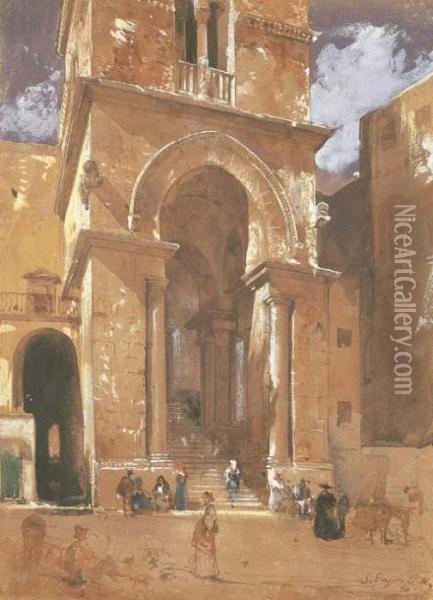 Campanile Della Cattedrale Di Gaeta Oil Painting - Giacinto Gigante