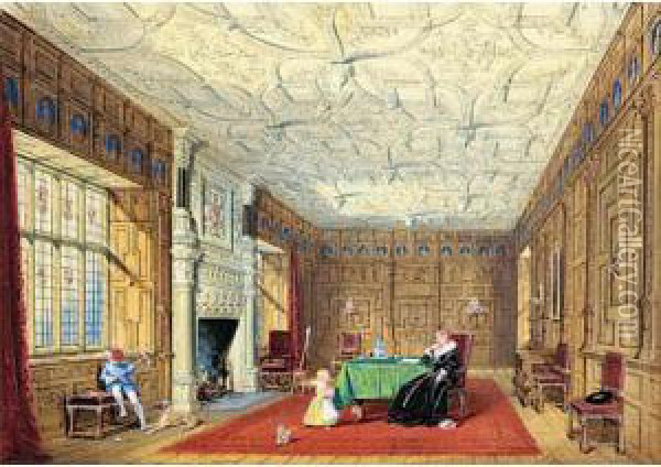 The Drawing Room, Castleton Oil Painting - Joseph Nash