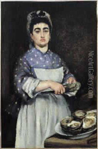 Jeune Femme Ouvrant Des Huitres Oil Painting - Jeanne Guerard-Gonzales