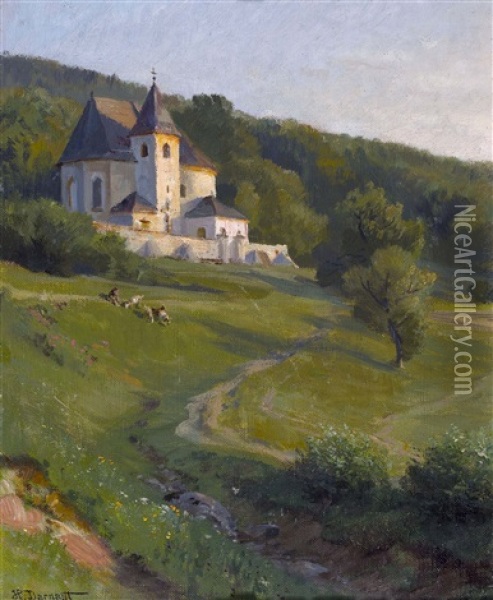Kirche An Sonnigem Waldrand Oil Painting - Hugo Darnaut