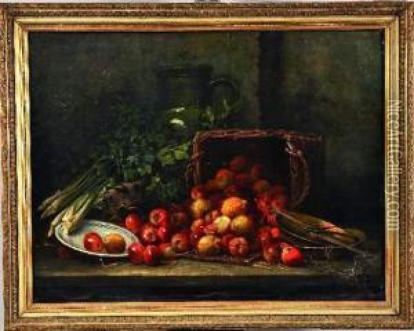 nature Morte Aux Pommes Oil Painting - Seraphin Achille Verhoeven