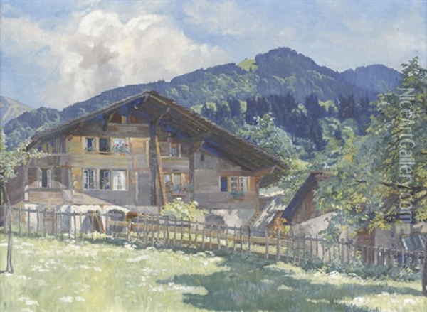 Bauernhaus Bei Leissigen Oil Painting - Paul Schuerch