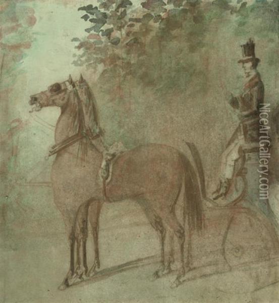 A Coachman And Two Horses Oil Painting - Constantin Guys