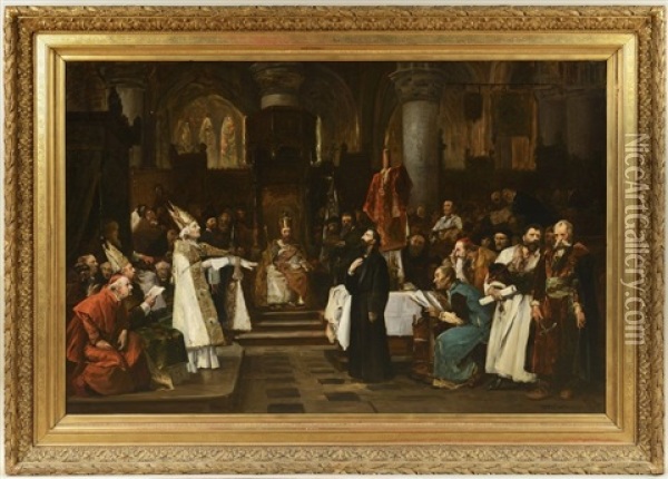 Master Jan Hus At The Council Of Constance Oil Painting - Vaclav Brozik